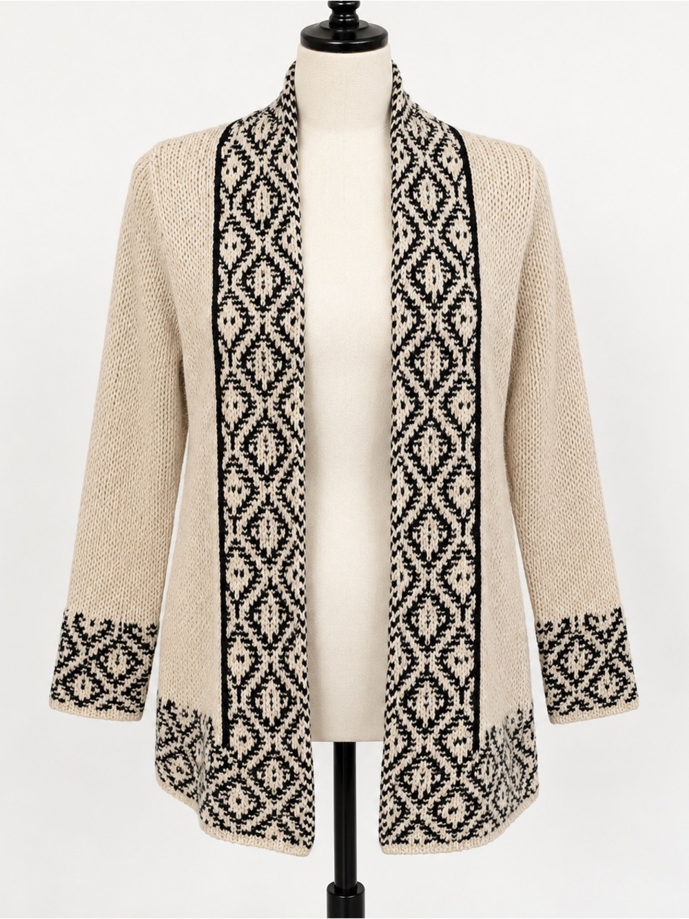 Lucky Brand large weave knit open front cardigan sweater S